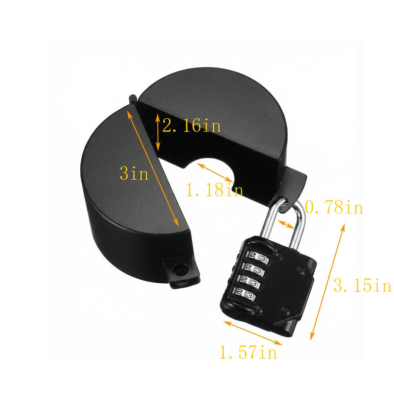 Gate Valve Locking Device (Password Lock) Metal Black, no Installation Required, Can Prevent Water Theft and Unauthorized Use - External Hose Lock Faucet ﻿ Dark Black