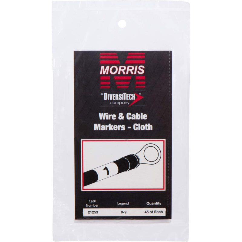 Morris Products Pre-Printed Wire Marker Booklet - AC, DC, pos, neg, grnd, neut, spare, blank, + - Standard Marking – 21-45 Markers Per Legend – Self-Adhesive Cloth Material – 1 Count