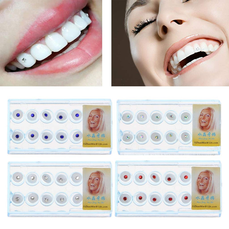 Box of 10 / Box 2 mm Dental Colourful Crystal Tooth Fashion Jewellery Gemstone Decoration with Box