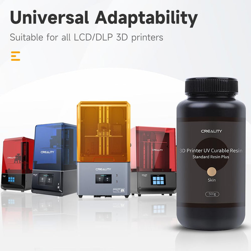 Official Creality Standard 3D Printer Resin, 405nm Fast UV-Curing Resin, Photopolymer Resin for High Precision Rapid LCD 3D Printing, Low Shrinkage & Excellent Fluidity, Skin 500G Standard-500g