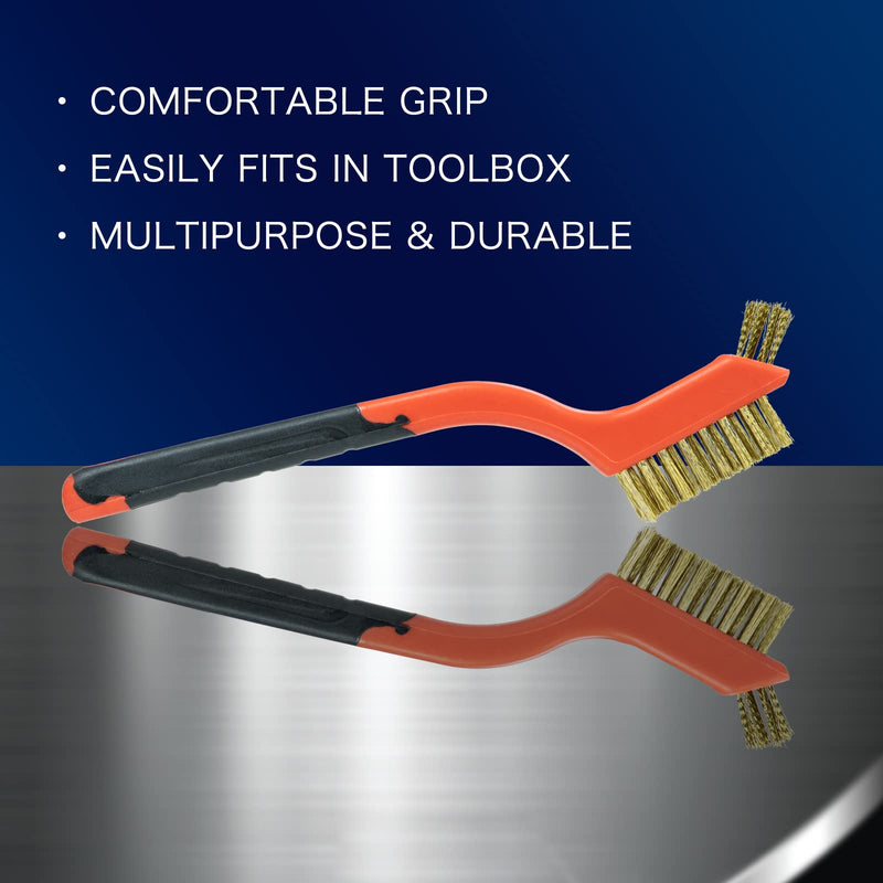 [Australia - AusPower] - SALI 5pcs Wire Brushes for Cleaning Rust Removal Nylon/Brass/Stainless Steel Bristles with Curved Handle Grip for Dirt & Paint Scrubbing Removing Unfinished Metal Parts, Paint Stains Household Clean 5 