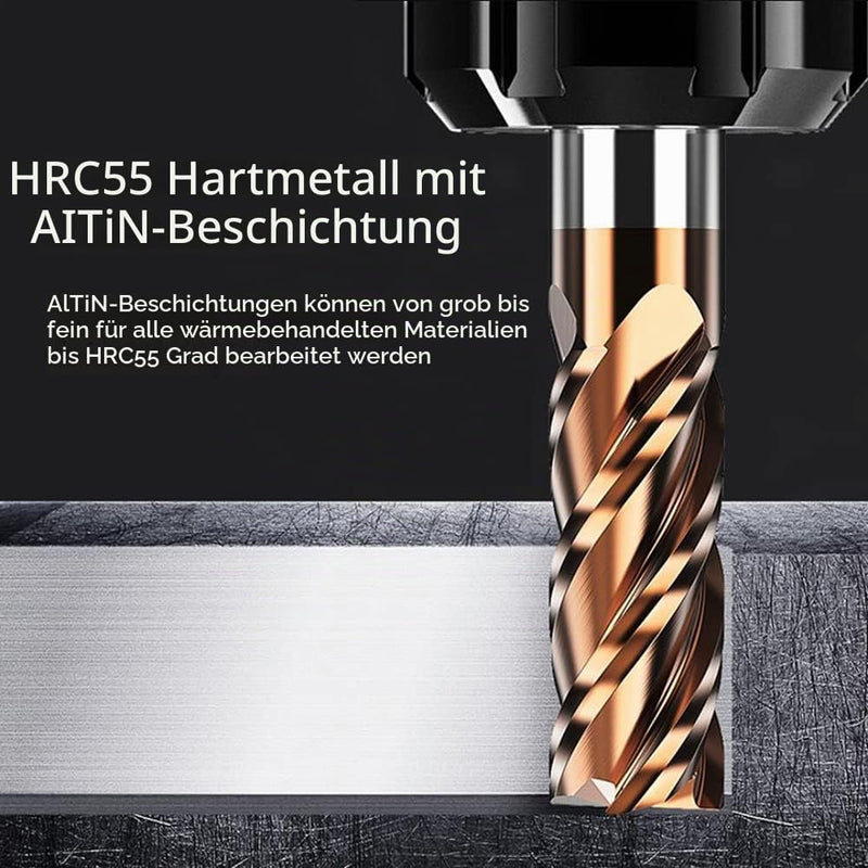 ASNOMY Solid Carbide Milling Cutter 8 mm End Mill Hard Metal AlTiN Coated 55 HRC 4 Cutting, Drilling, Milling, Simple, Immersion, CNC, Tungsten Carbide 8mm