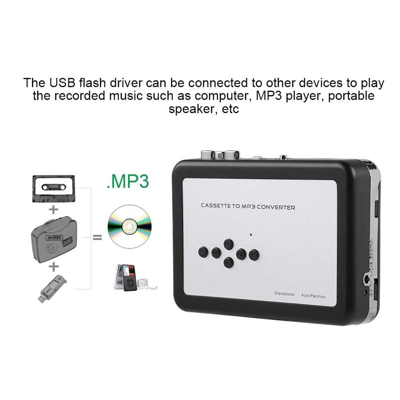 [Australia - AusPower] - Cassette mp3 Converter, Portable Cassette Tape to MP3 Converter USB Flash Drive Capture Audio Music Player Suitable for Windows XP/Vista / 7/8 