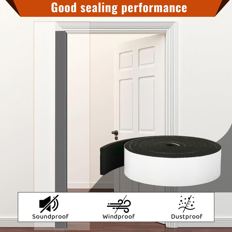 High Density Foam Tape - 2'' x 3/8'' x 13Ft Weatherproof Adhesive Prevent Condensation Heat Resistant Flame Retardant Weather Stripping Easy to Cut & Install & Remove for Car Doors Pipes Windows White