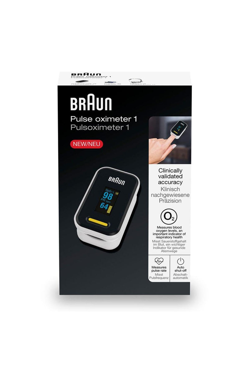 Braun Pulse Oximeter 1 | Precise Blood Oxygen Meter | Home Use | For Patients with COPD, Pneumonia, Sleep Apnea | Ideal for Athletes | YK-81CEU, Packaging Design May Vary