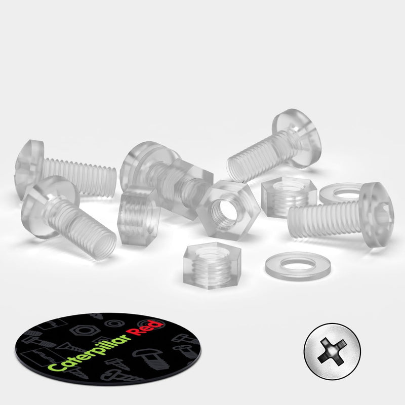 [Australia - AusPower] - Pack of 100, M3, M4, M5, M6, M8 - Transparent Clear Plastic Acrylic Nuts & Bolts -Acrylic Plastic Screws, M3, M4, M5, M6, M8, Washers 