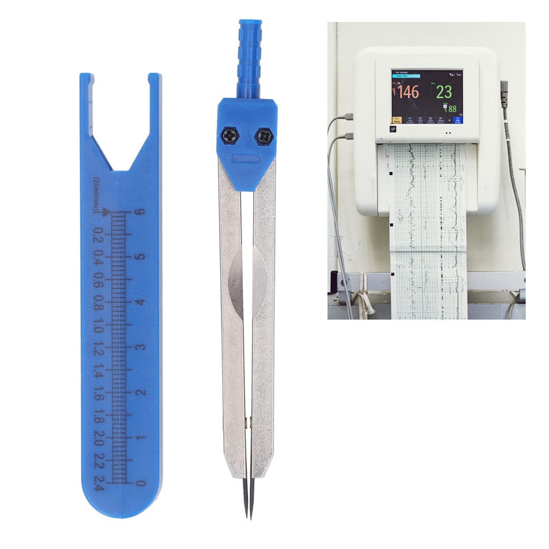 Medical Vernier Caliper, ECG Caliper, 0-2.4 Inch Stainless Steel Measuring Ruler, ECG Divider, Ruler, Measuring Tool for Measurement, Nursing, Measuring Electrocardiographs with Adjustable Screws (Blue) blue