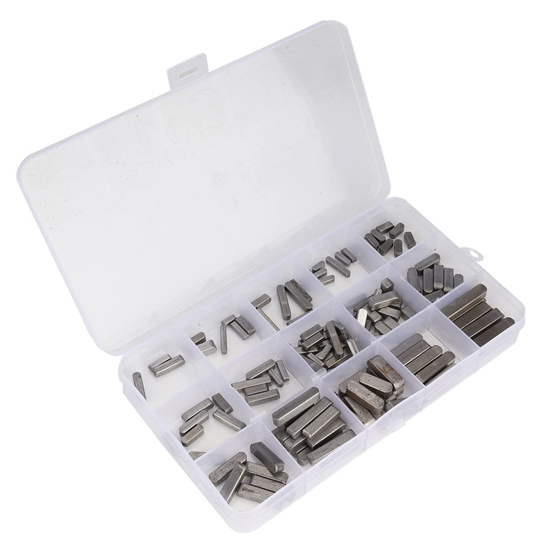 [Australia - AusPower] - Key Stock, 140pcs Round Ended Key Set Pulley Keyway Key Parallel Drive Shaft Keys Keyway Key Assortment 