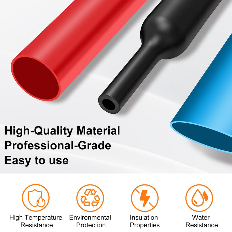 ASHINER Heat Shrink Tube Set - 580 Pieces High-Quality EVA Material in 6 Colours and 11 Sizes with Storage Case - Perfect for Electrical Insulation, Cable Repairs and Wire Connections Medium Black, yellow, blue, red, green, transparent