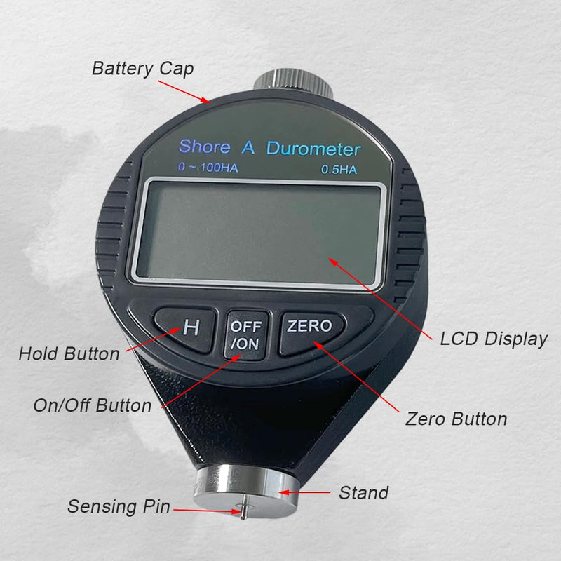 [Australia - AusPower] - Shore A Hardness Tester 0-100HA - Digital Durometer Gauge for Rubber, Tires, Elastomers & Plastics, ASTM D2240 ISO 7619 Compliance, Large LCD, NIST Certificate, 5-Year Warranty 
