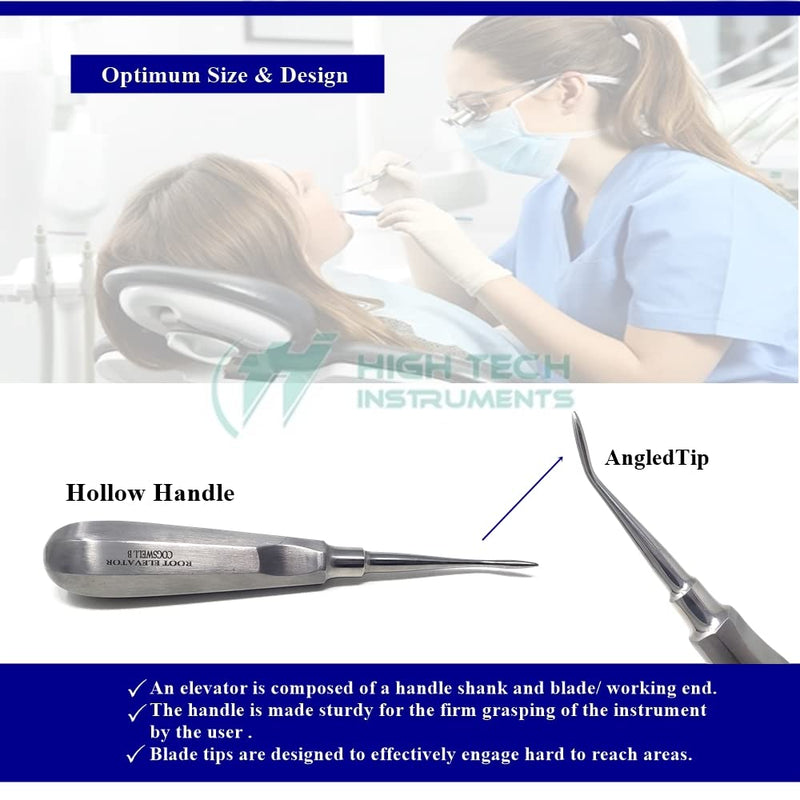 [Australia - AusPower] - Dental Elevator Cogswell B for Tooth Molar Root Extraction Made of Stainless Steel with Hollow Handle Surgical Implant Luxating Instruments 