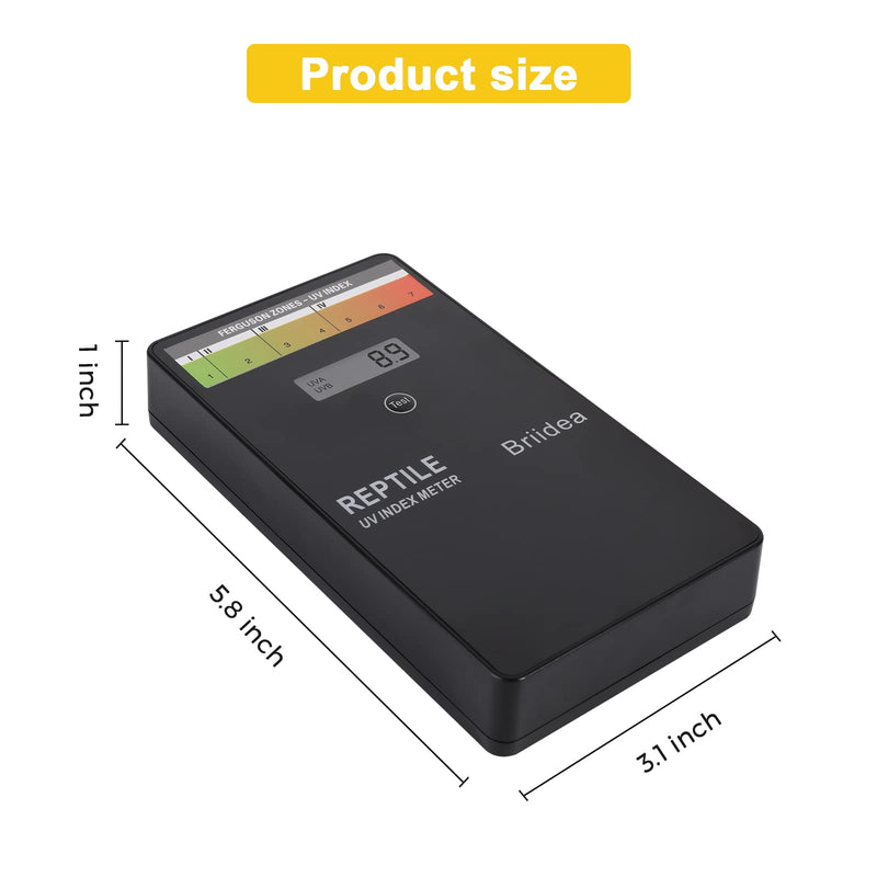 [Australia - AusPower] - Reptile U/V Meter, Briidea U/V/B Index Meter, Measures 280-400nm with Range from 0-199.9 U/V Index, Make Sure Your Reptile & Amphibian Gets the Right Amount of U/V Light 