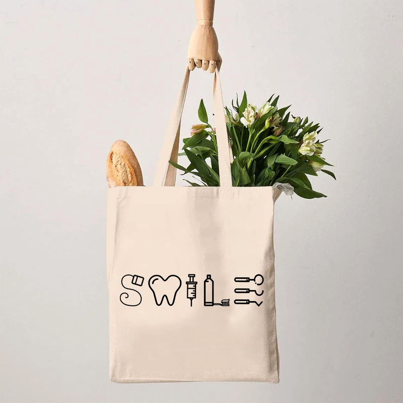 [Australia - AusPower] - G2TUP Dentists Gift Smile Handbag Dental Assistant Shopping Tote Bag Dental Hygienist Gift Dentist Graduation Gift 
