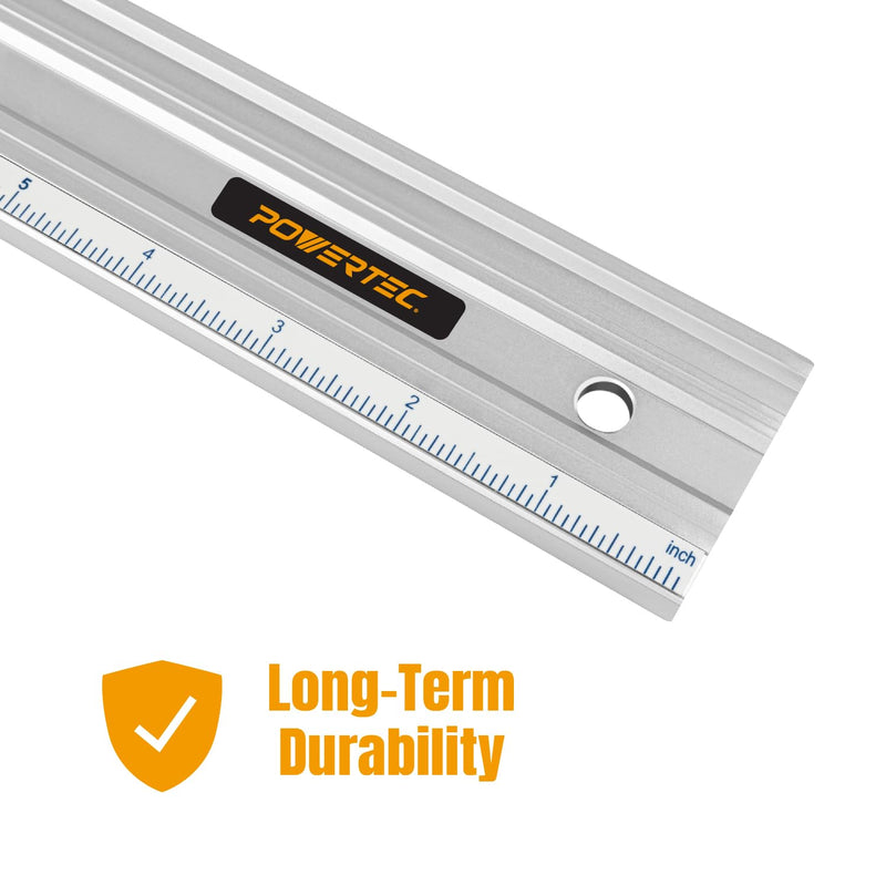 POWERTEC 2PK 18 Inch Machinist Aluminum Straight Edges, for Checking Surface Warp, Marking/Scribing Lines - Used w/Feeler Gauges for Automotive Repairs, Cylinder Head Checks (71213-P2) 18", 2PK
