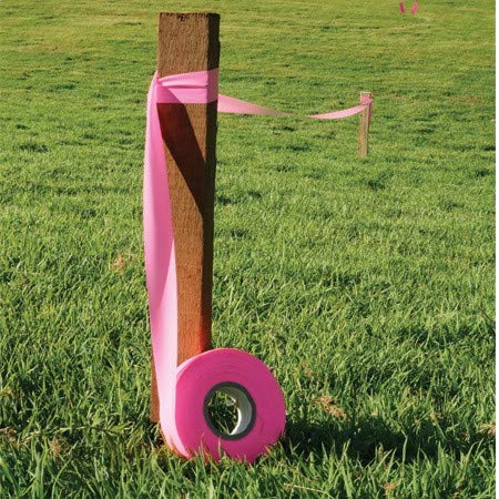 Flagging Tape， Survey Ribbon for Boundaries and Hazardous Areas Non-Adhesive Surveyor Tape with 1" Width, 150' Length -15F Temperature Resistance at Summer(Pack of 10) (Pink) Pink