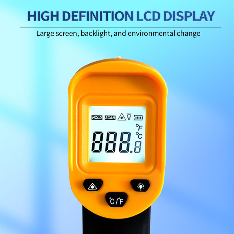 [Australia - AusPower] - Digital Infrared Thermometer Gun for Cooking,BBQ,Pizza Oven,Ir Thermometer,-58℉~1112℉(-50℃~600℃) Handheld Non Contact Heat Laser Temperature Gun (Not for Human) -58 to 1112 F Thermometer Gun A 