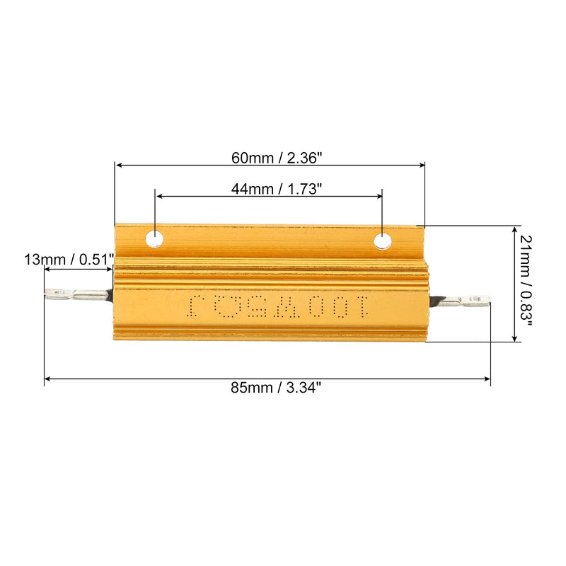 [Australia - AusPower] - PATIKIL 100W 5 Ohm Aluminum Shell Resistor, 2 Pack Aluminum Housing Resistor Housed Case Wirewound Resistors Screw Tap Power Resistor, Golden 