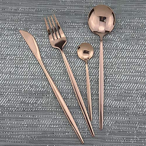 24-Piece Silverware Set - 18/10 Stainless Steel Reusable Utensils Forks Spoons Knives Set, Mirror Polished Cutlery Flatware Set, Great for Family Gatherings & Daily Use (6 set, Copper)