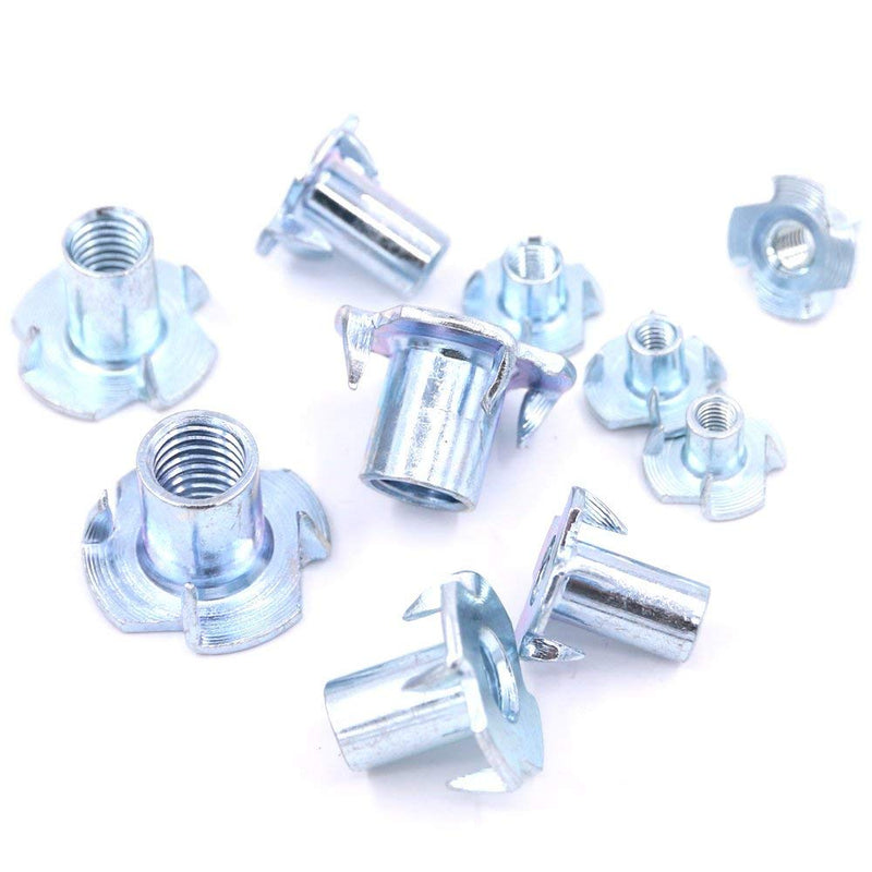 [Australia - AusPower] - T Nuts 1/4"-20 5/16"-18 3/8"-16, SpzcdZa 75Pcs T Nut Zinc Plated Steel T-Nuts 4 Pronged Tee Blind Nuts Assortment Kit for Wood, Rock Climbing Holds, Cabinetry, Furniture etc. 1/4",5/16",3/8"Assortment Kit(75pcs) 