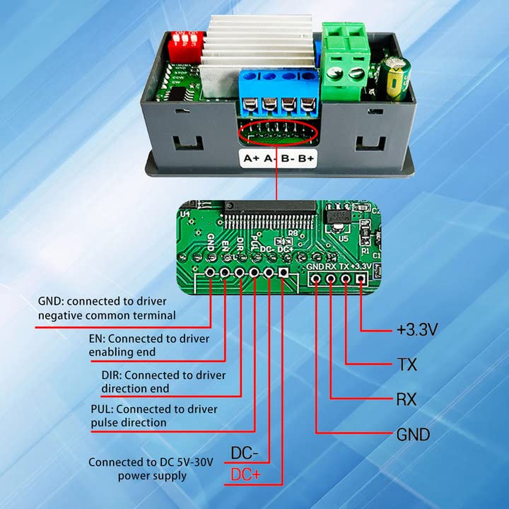 DC Stepper Motor Driver and Controller, ZK-SMC02 Integrated Board DC 5~30V 4A Forward/Reverse Pulse Speed Angle Control Module Programmable PLC Serial Communication Drive All-in-One for 42 57 Motor