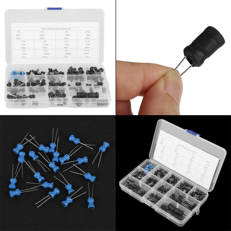Garsent Inductors, 10uH-10mH, 12 Values, Choke Inductors, 145 Pieces, Silver, Electronics Components, Metal, Electronics Projects, Repairs, Prototyping, Hardware Components