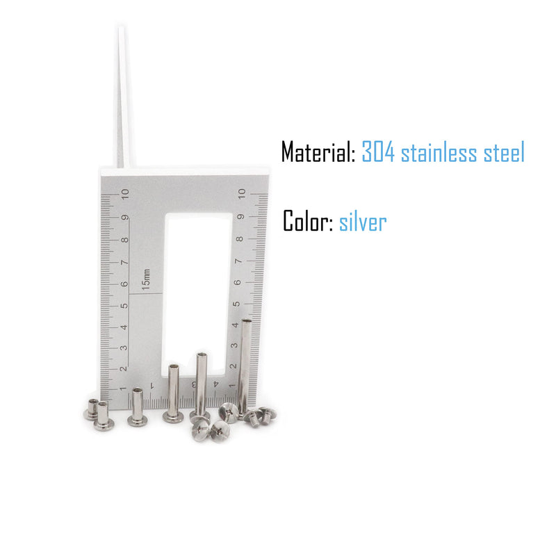 [Australia - AusPower] - 120pcs Chicago Screws Binding Screw Posts Assortment Kit, 6 Sizes(M5 x 6/10/15/25/30/45mm), 304 Stainless Steel Silver 
