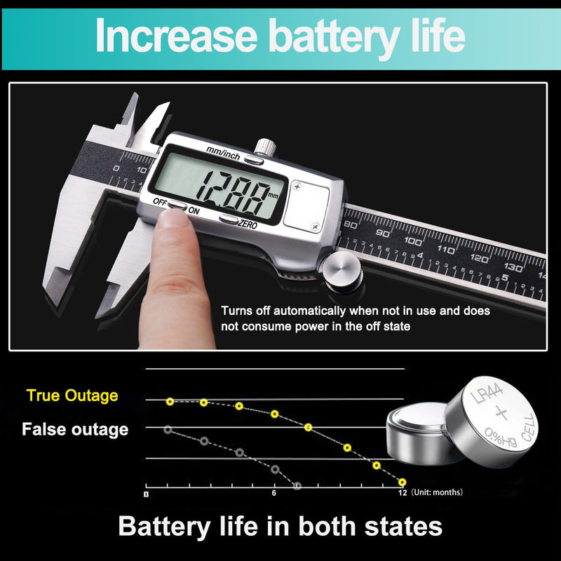 Kynup Digital Vernier Caliper, 150 mm Calliper Digital Stainless Steel | Electronic Digital Caliper Measuring Tools, Digital Calliper for Household and Industrial Measuring Gauge, Black