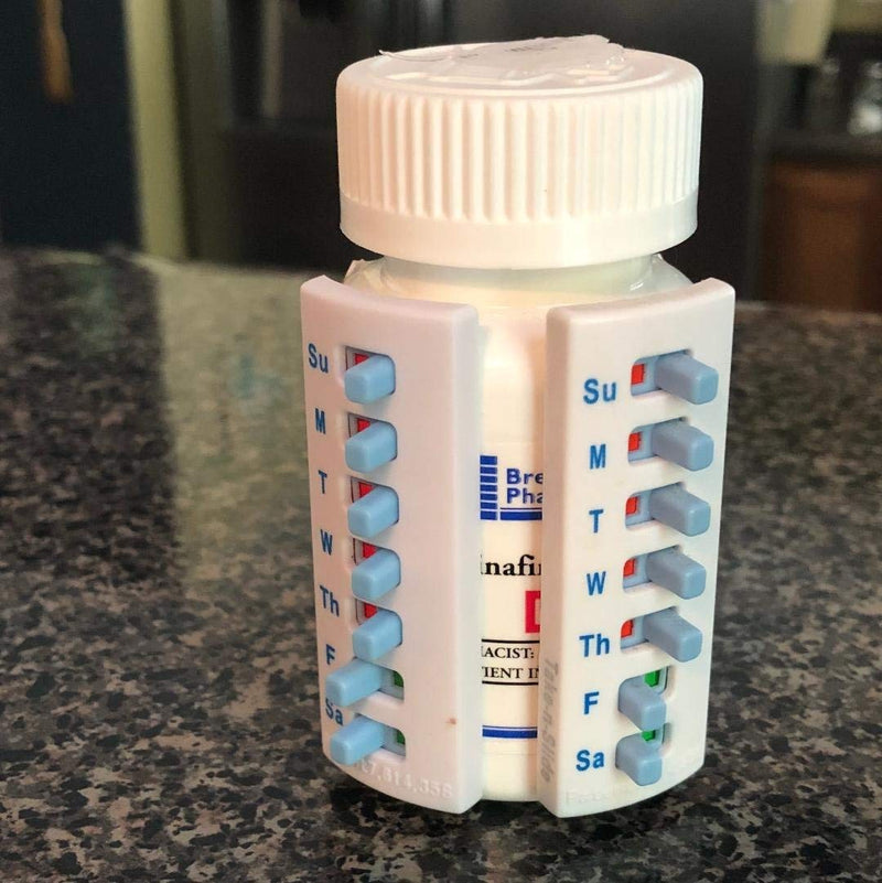 [Australia - AusPower] - 5 Pack Medication Tracker and Reminder, Take-n-Slide Reusable Peel and Stick Pill Trackers Attach to Your Bottle 7 Day Medicine Vitamins Pets Pill Organizer Alternative Medication Aid White 5 Count (Pack of 1) 