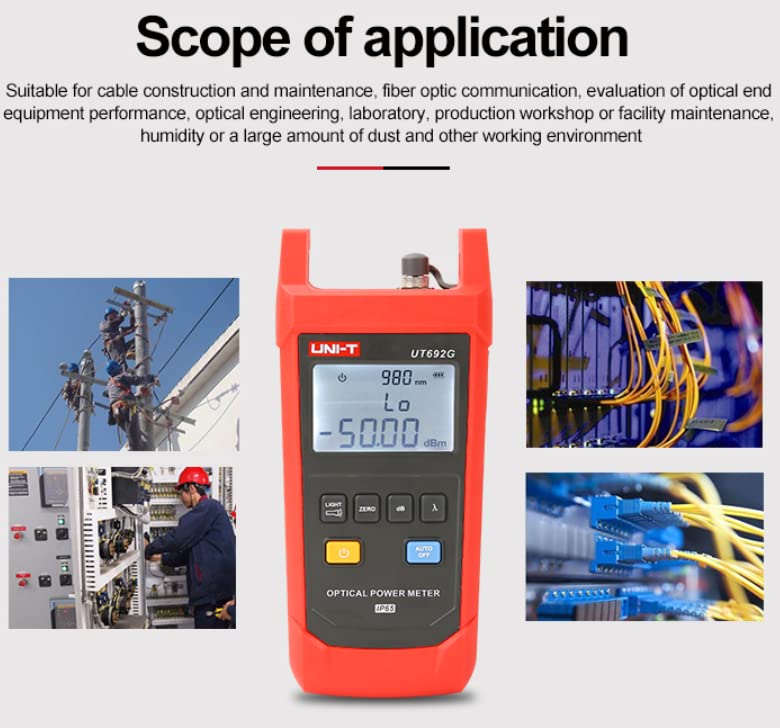 [Australia - AusPower] - UNI-T UT692D Fiber Optic Tool Optical Power Meter Visual Fault Locator -70-10dBm -50-26dBm 10mW FC/SC/ST Connector -70-+10 dBm 