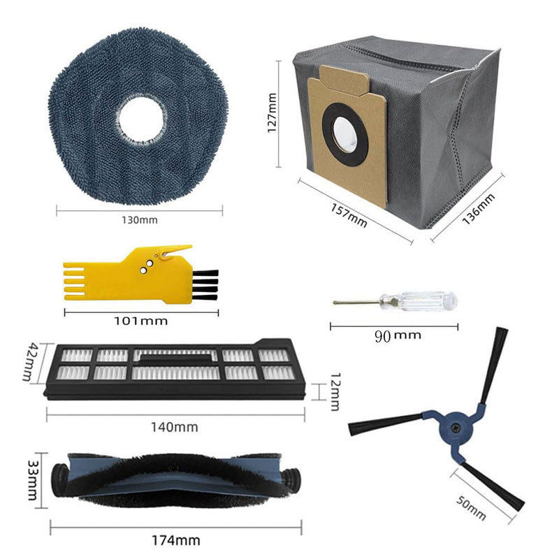 Replacement Parts for eufy X10 Pro Omni Robot Vacuum Cleaner Accessories Kit 24 Packs 2 Main Brush, 4 Filters, 6 Side Brushes, 6 Mop Cloths, 6 Dust Bags Style 02