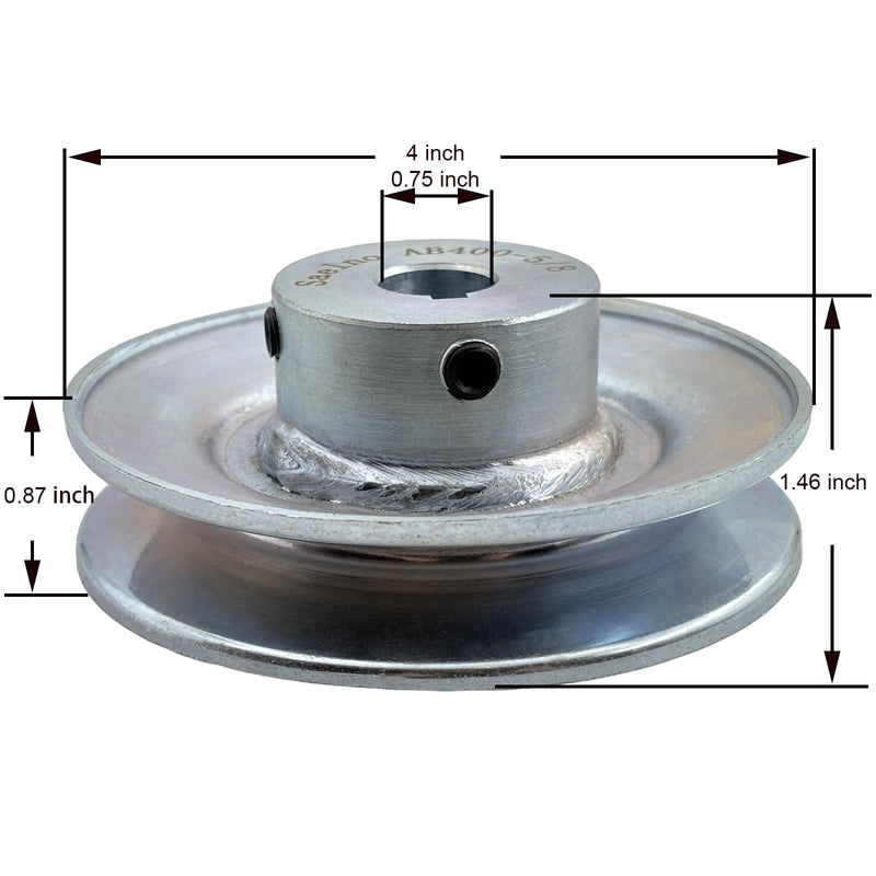 [Australia - AusPower] - AB400-5/8 Single Groove Web Sheaves, v Belt Pulley 4" OD 5/8 inch bore,Motor Pulley Carbon Steel for A B 5L 4L V-Belts 