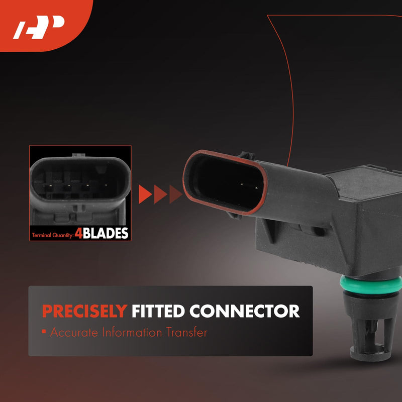 A-Premium Manifold Pressure (MAP) Sensor [4 Pins] Compatible with Volkswagen Jetta Passat 2014-2019, Golf 2015-2018, Golf Alltrack 2017-2019, Golf SportWagen, Tiguan, Beetle, Atlas, GTI & Audi Q5