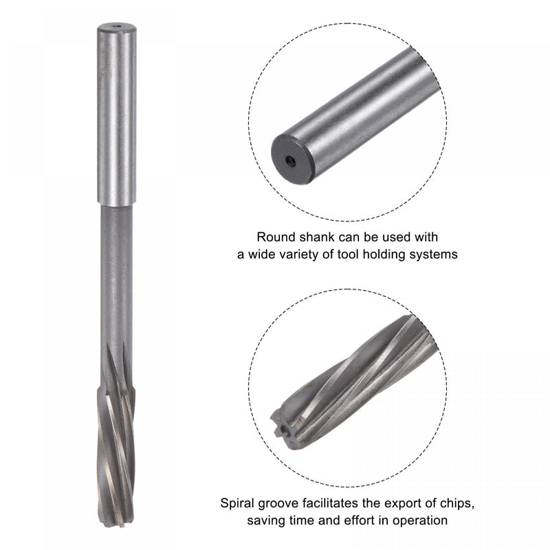 sourcing map Clamping Reamer 10mm H7 4241 High Speed Steel Spiral Grooves Lathe Reamer Cutter 10mm