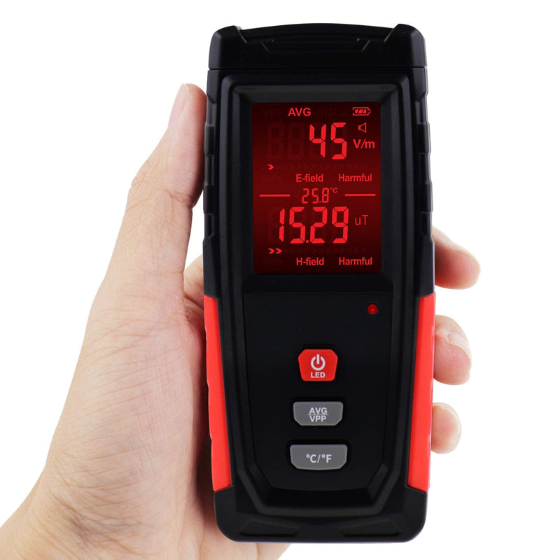 [Australia - AusPower] - EMF Meter, Handheld LCD Digital Radiation Detector for Electromagnetic Fields, EMF Meter Magnetic Field Rechargeable for Home, Office, Outdoor EMF Inspections Hand EMF Meter 