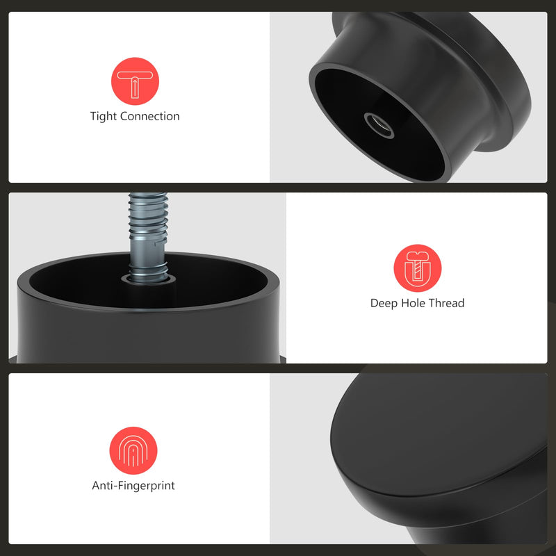 homdiy 10 Pack Black Cabinet Knobs Round Kitchen Cabinet Knobs Metal Black Dresser Knobs Zinc Cabinet Handles for Desk Drawers Cupboard Hardware