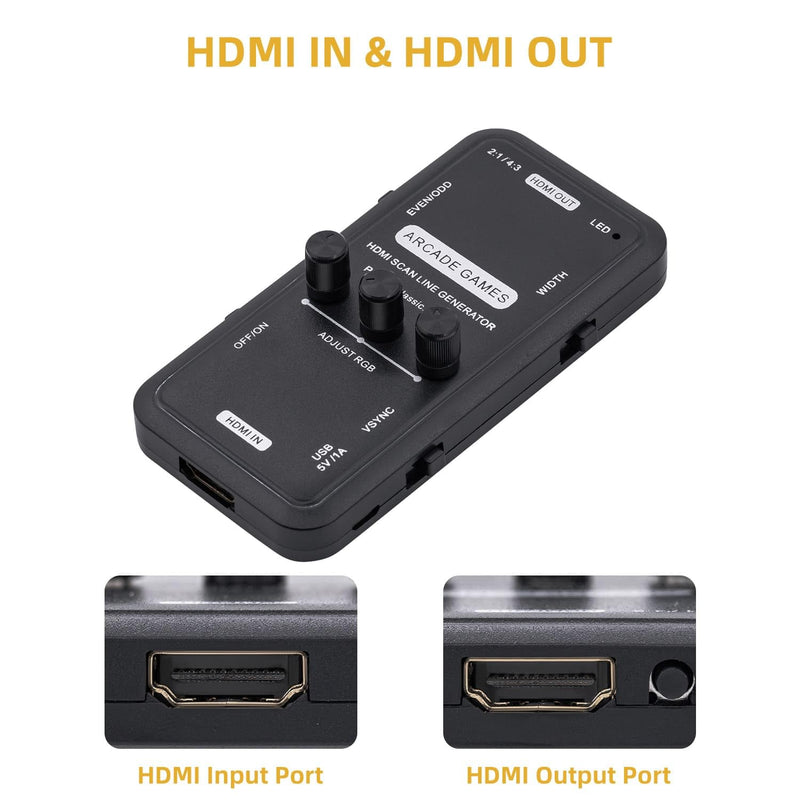 HDMI Scanline Generator Portable Audio Video Output HDMI Image Scan Line Generator Function Board for All Retro Games/Gamers/Mame/Arcade Game/Emulator
