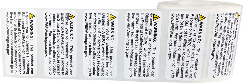 California Proposition 65 Contains Bisphenol A BPA Warning Labels 1 x 2 inch 500 Adhesive Stickers