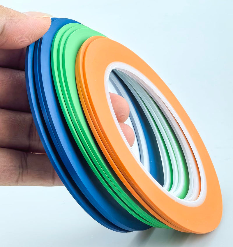 JINBING 9 Rolls Fine Line Tape High-Temp Viny Fineline Masking Tape Painters Tape 3-Colors (1/16 inch) 1/16 inch 9pcs