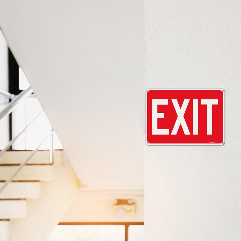 T&R Large Exit Sign - 4 Pack - 14 x 10 Inches Rust Free .040 Aluminum Reflective - UV Protected, Waterproof and Fade Resistant - 4 Pre-drilled Holes Red -14" x 10" - 4 Pack