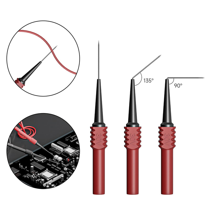 Goupchn Back Probe Kit 50PCS 4mm Stackable Banana Plug to Alligator Clip Automotive Test Leads Kit with Crocodile Clips, 30PCS 30V Back Probe Pins for Car Repairing Diagnostic Ten Colors
