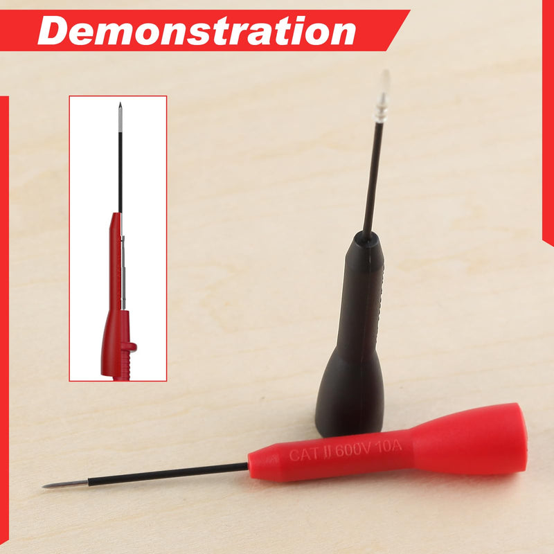 [Australia - AusPower] - 4 Pack 2mm Needle Test Probes 600V/10A Piercing Needle Non-Destructive Test Probe Multimeter Probes Fine Point Tip Adapter Set for Multimeter Leads Electrical Testing 