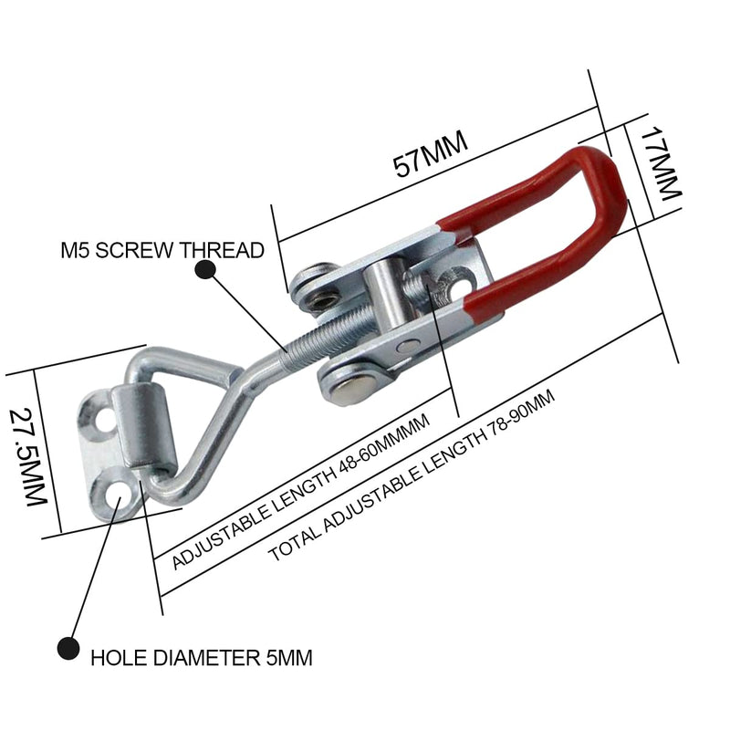 [Australia - AusPower] - Adjustable Toggle Latch Clamp 4001, 330 Lbs 150Kg Holding Capacity, 4001 Heavy Duty Quick Release Pull Latch Toggle Clamp (R4001-8PCS) R4001-8PCS 