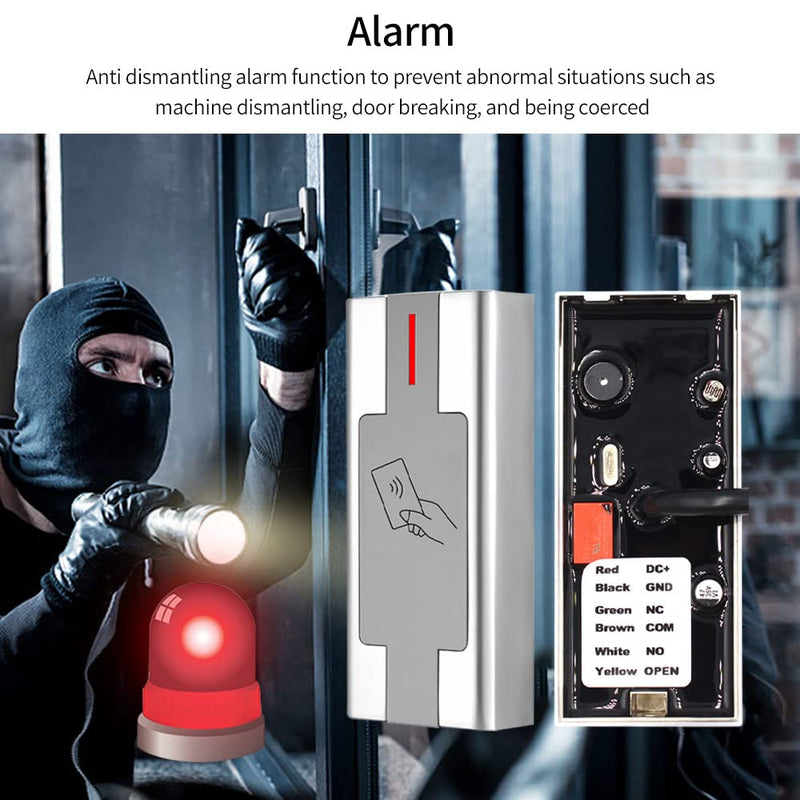 Access Control RFID Reader,Waterproof Access Control System,Access Controler for Electric Magnetic Lock,Proximity Door Entry Keypad,Gate Opener,Zinc Alloy Shell,Wiegand in+Out,Latch Doors Reader