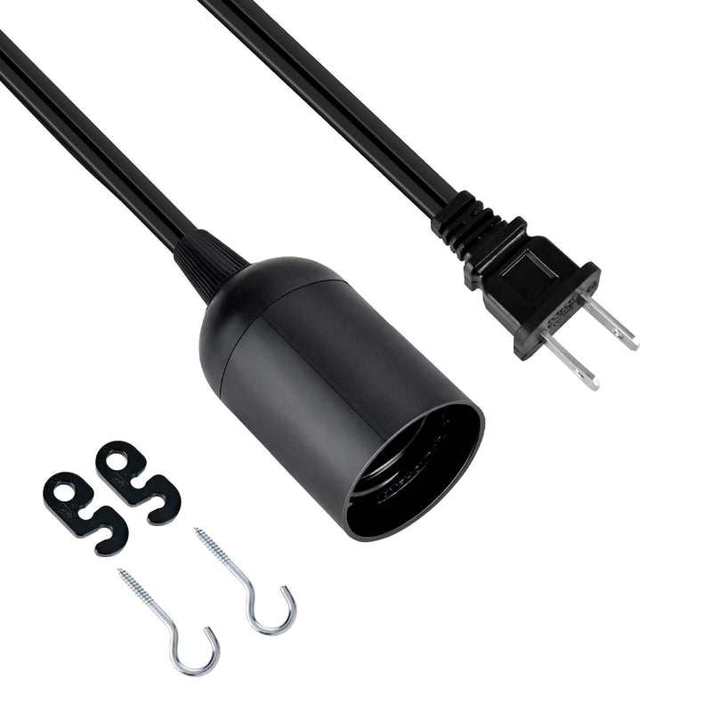 [Australia - AusPower] - Simple Deluxe 20 Feet Extension Hanging Lantern Pendant Light Cord with E26 Socket, Featuring an On/Off Switch(Bulb Not Included) Black/1 Pack 
