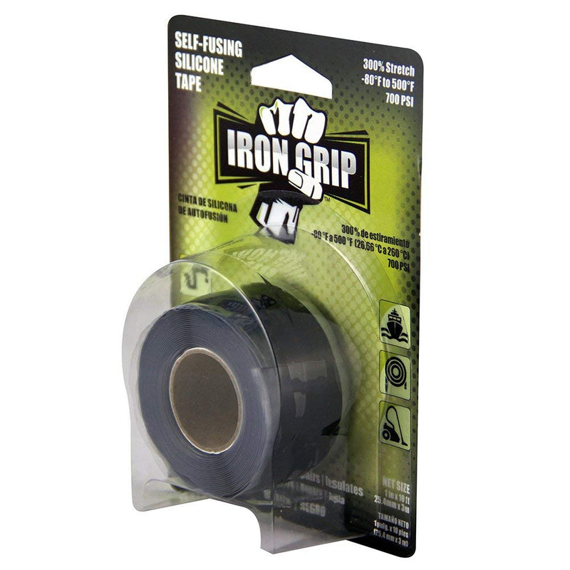 IPG Iron Grip Self-Fusing Silicone Tape, 1" x 10 ft, Black (Single Roll)