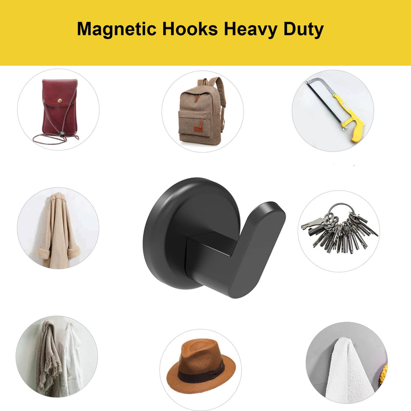 [Australia - AusPower] - Ant Mag Magnetic Hooks Heavy Duty for Hanging Utensils Grills Keys Coats for Home Kitchen Refrigerator 2 Pack ST42 Black 
