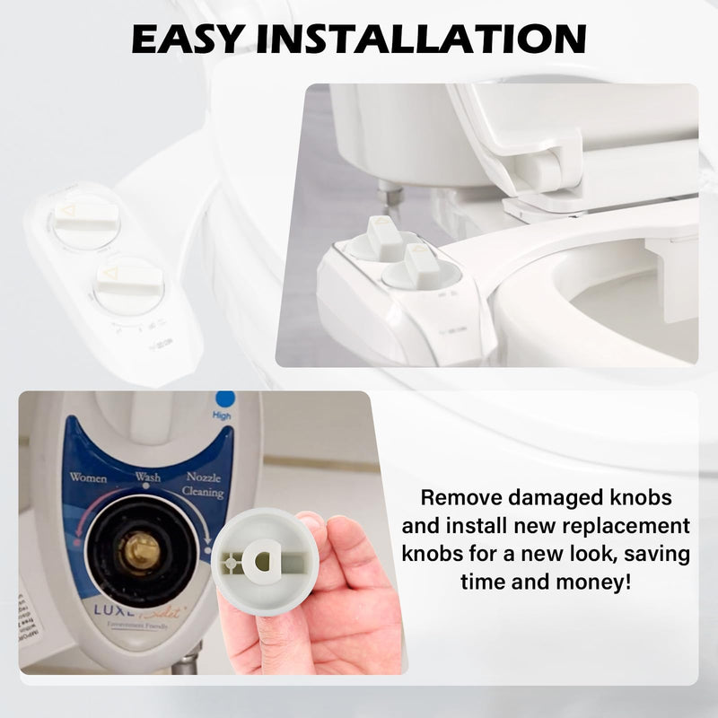 4 Pack Replacement Knob for Luxe Neo 120 & 185 Plastic Knob Replacement, Bidet Accessories Compatible with Luxe Bidet Neo Series (White) 4 white