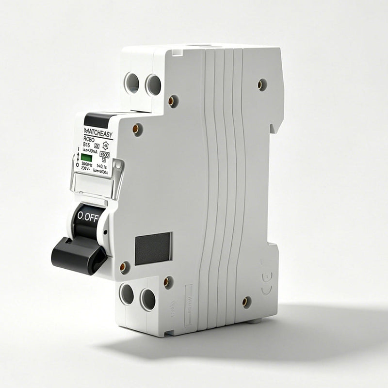 RCBO FI/LS Switch 16A Type A, 30mA Residual Current Circuit Breaker, 1P+N 230V 4.5kA, Curve B, Top-Hat Rail Switch for New Construction and Old Building Renovation Curve B-16A