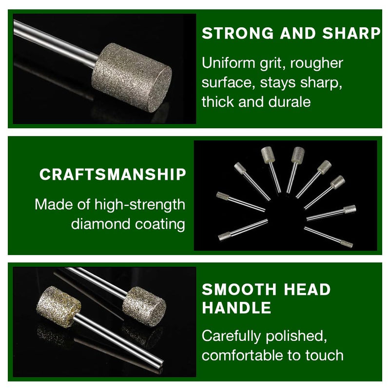 Diamond Cutter Set, 24 Pieces Diamond Burrs with 1/8 Inch Shank Grinding Attachments, Diamond Grinding Points Grit 60 Grit 150, for Stone Glass Ceramic Carving, Polishing, Grinding, Engraving