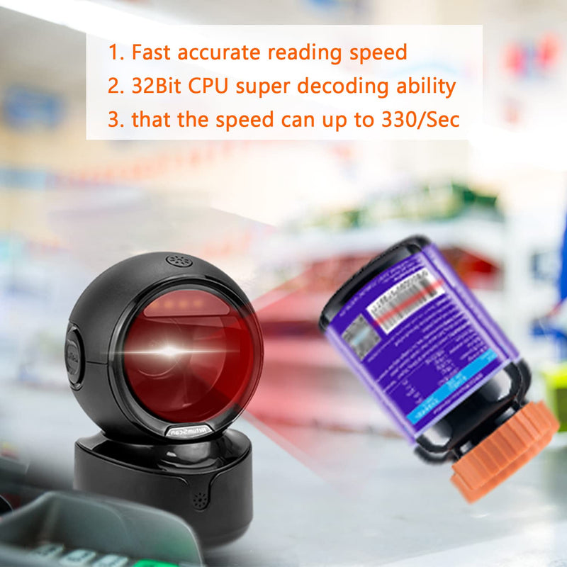 [Australia - AusPower] - NetumScan Automatic Omnidirectional Desktop Barcode Scanner, Hands-Free USB Wired QR Barcode Reader, 1D 2D Bar Code Image Sensing for Warehouse, Supermarket, Retail Store, Bookstore Pos System 